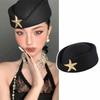Flat-top Topper Hat Rhinestone Flight Attendant Hat Casual Wool Beret Hat  Formal Events