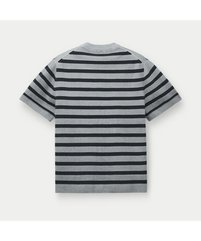 Silijeu Garment Dyed H/S Striped Crew Neck Sweater Sawam26721Chx