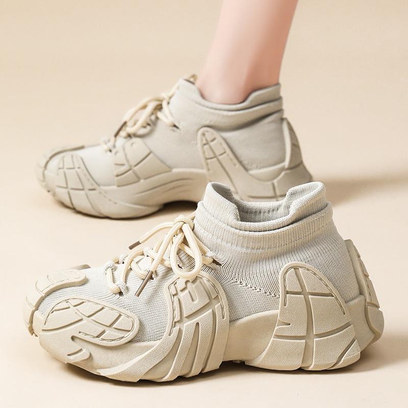 

Versatile Women s Shoes Flying Woven Casual Shoes Thick-soled Dad Shoes 44 хакі