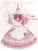 XHSUKADO Maid Outfit and Striped Lolita Dress with Ruffles and Perfect for Idol and Size Women's 2-Piece Set, Dress, Apron, Ribbons, Cosplay,