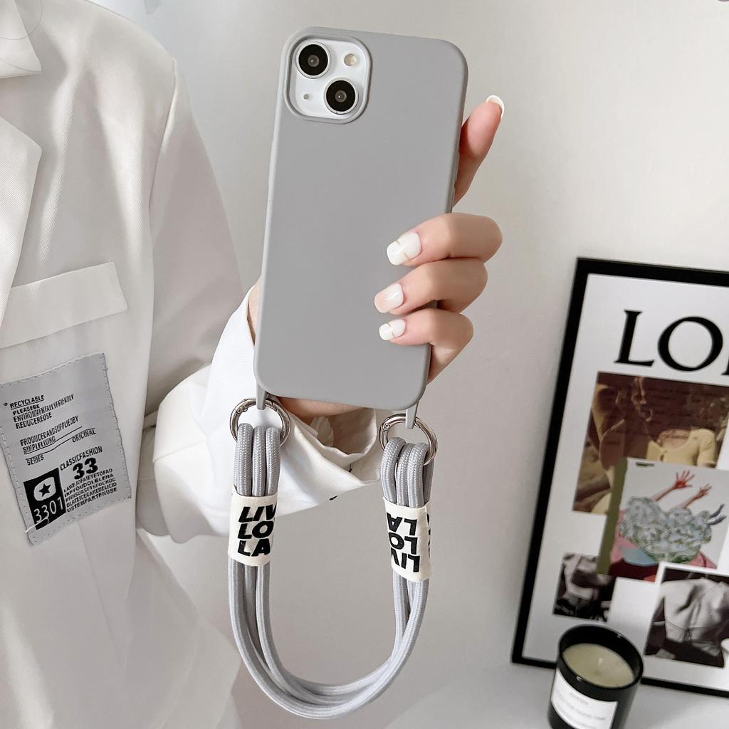 Imitation Liquid Three-strand Lanyard Mobile Phone Case for Iphone15 Crossbody Case Apple 13 Portable Rope Silicone Protective Case