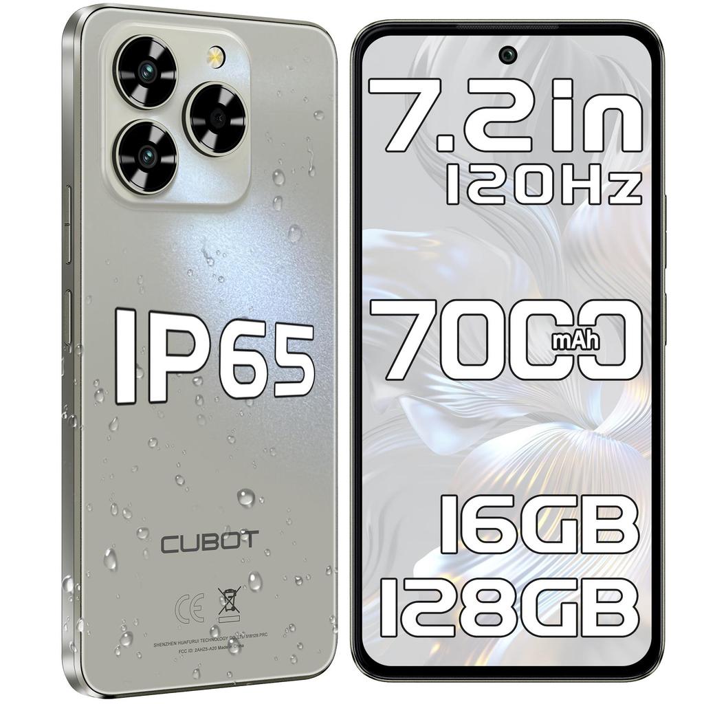 Cubot Note 60 Smartphone - 7.2 Inch 120Hz Display, 7000mAh, 16GB+128GB Android 15, 48MP Camera, 4G Dual SIM/Face ID/NFC/GPS/Dual Speakers