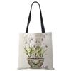 Plant Flowers Shopping Tote Bag Women Canvas Print Shoulder Bag Reusable Harajuku Large Capacity Travel School Handbag CLE