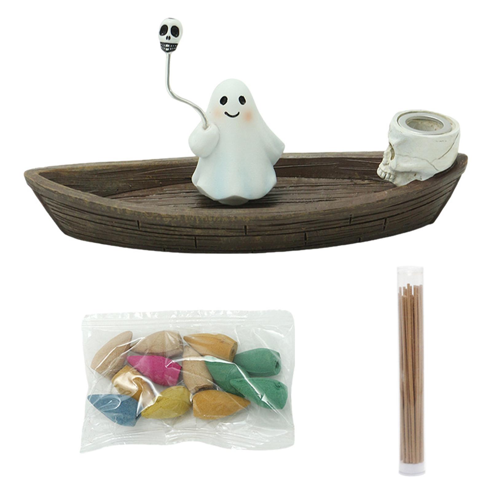 

Хэллоуин Подставка для благовоний с держателем для аромапалочек Корабль-призрак Держатель для благовоний Настольная Подставка для благовоний с обратным потоком Сандаловое благовоние