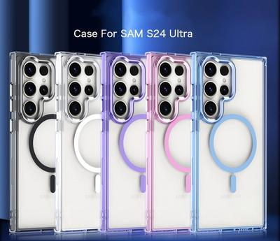 Voor Samsung S25 S24 Ultra S23 Plus A56 A16 A55 A26 A35 A25 A15 MagSafe telefoonhoesje van transparant acryl met magnetische, schokbestendige metalen lensbescherming