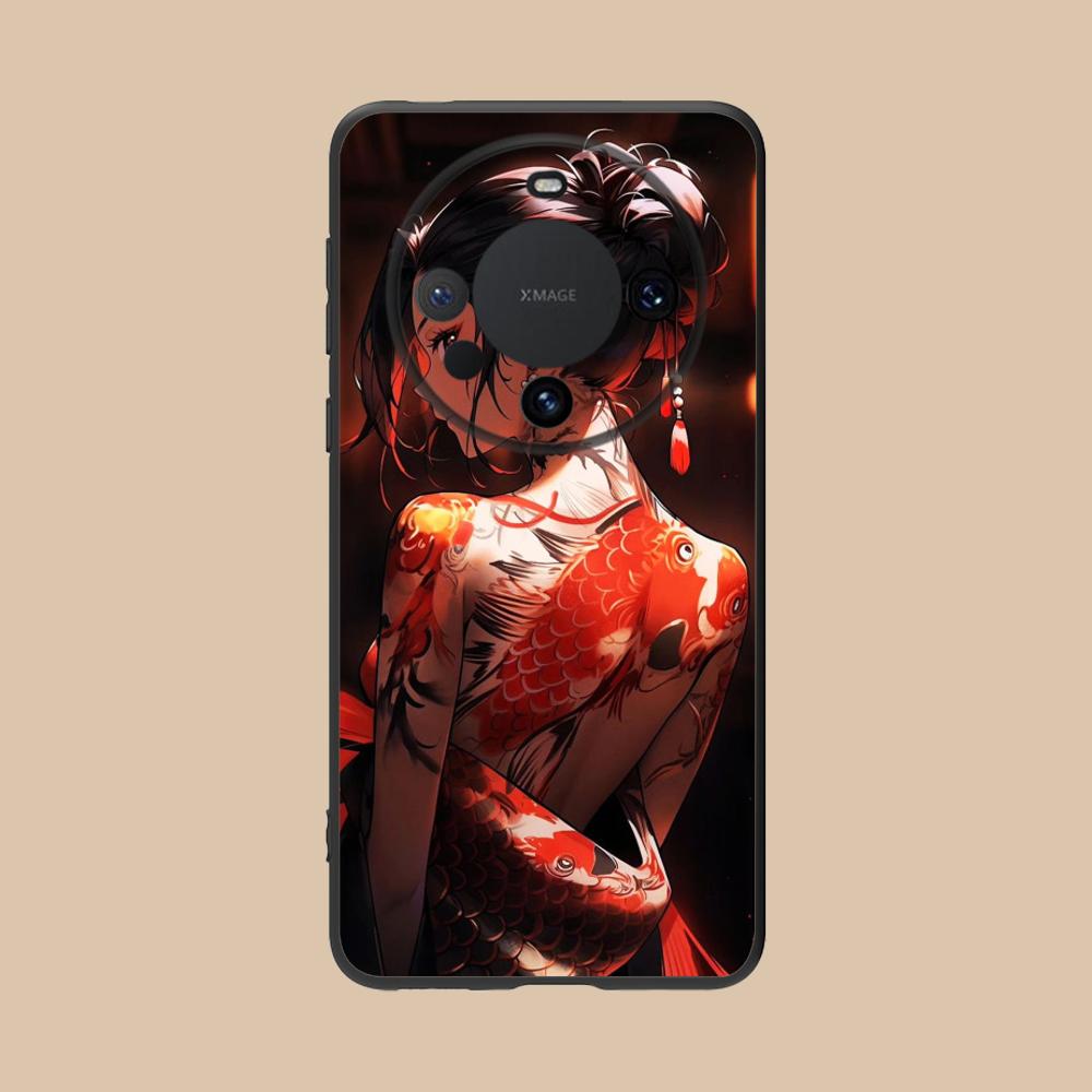 Fashion Tattoo Girl Mobile Phone Case for Huawei Mate 60 50 40 30 20 10 Pro Plus Lite E 5G Colorful Printing Cover Pretty Cover