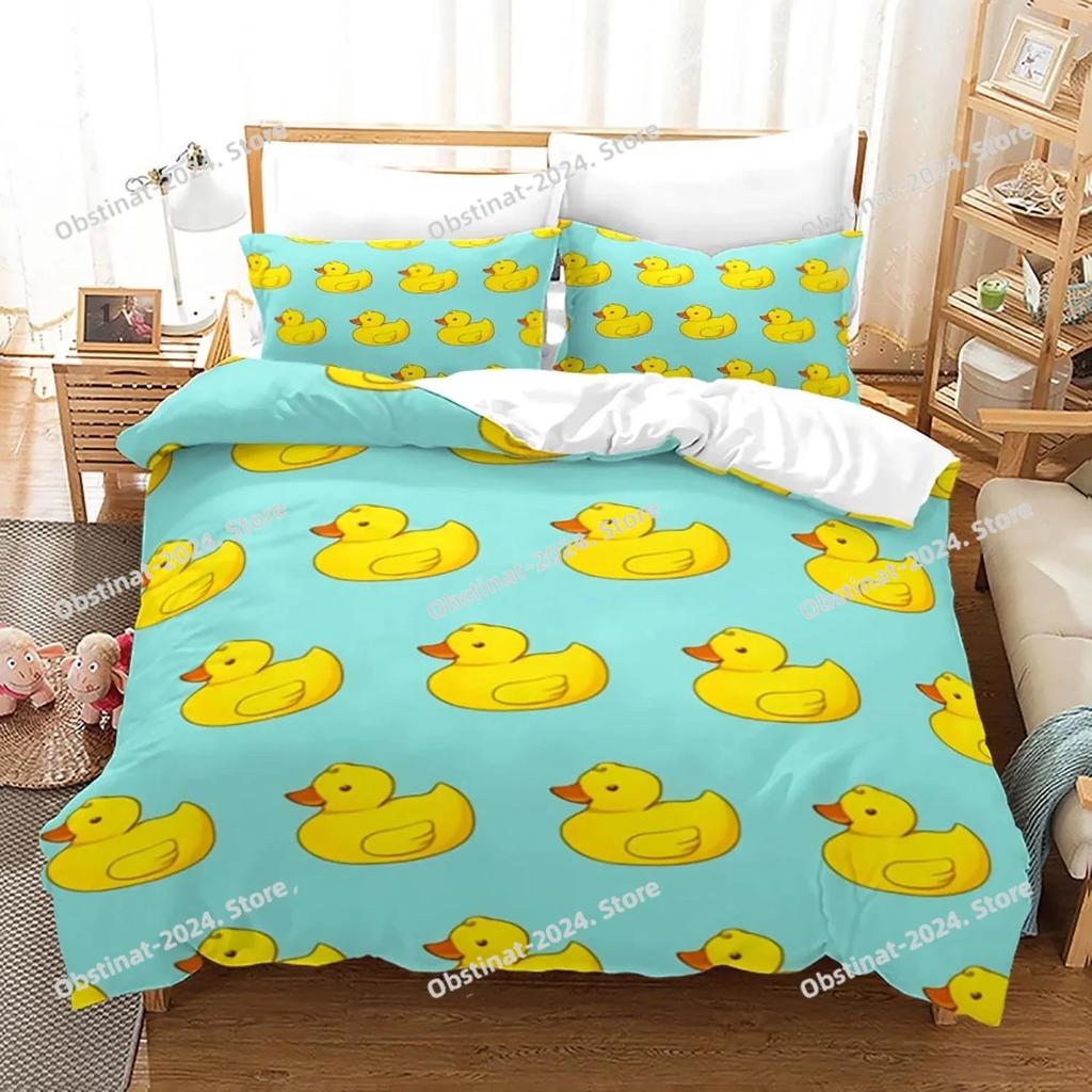 Top Cute Yellow duck Bedding Set Single Twin Full Queen King Size Little duck Bed Set For Aldult Kid Bedroom Duvetcover Sets
