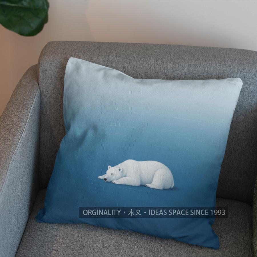 2D Stylish Polar Bear Design Pillow Cover Pattern Cushion Cover Suitable For Sofa Bedroom Car Pillow Cover