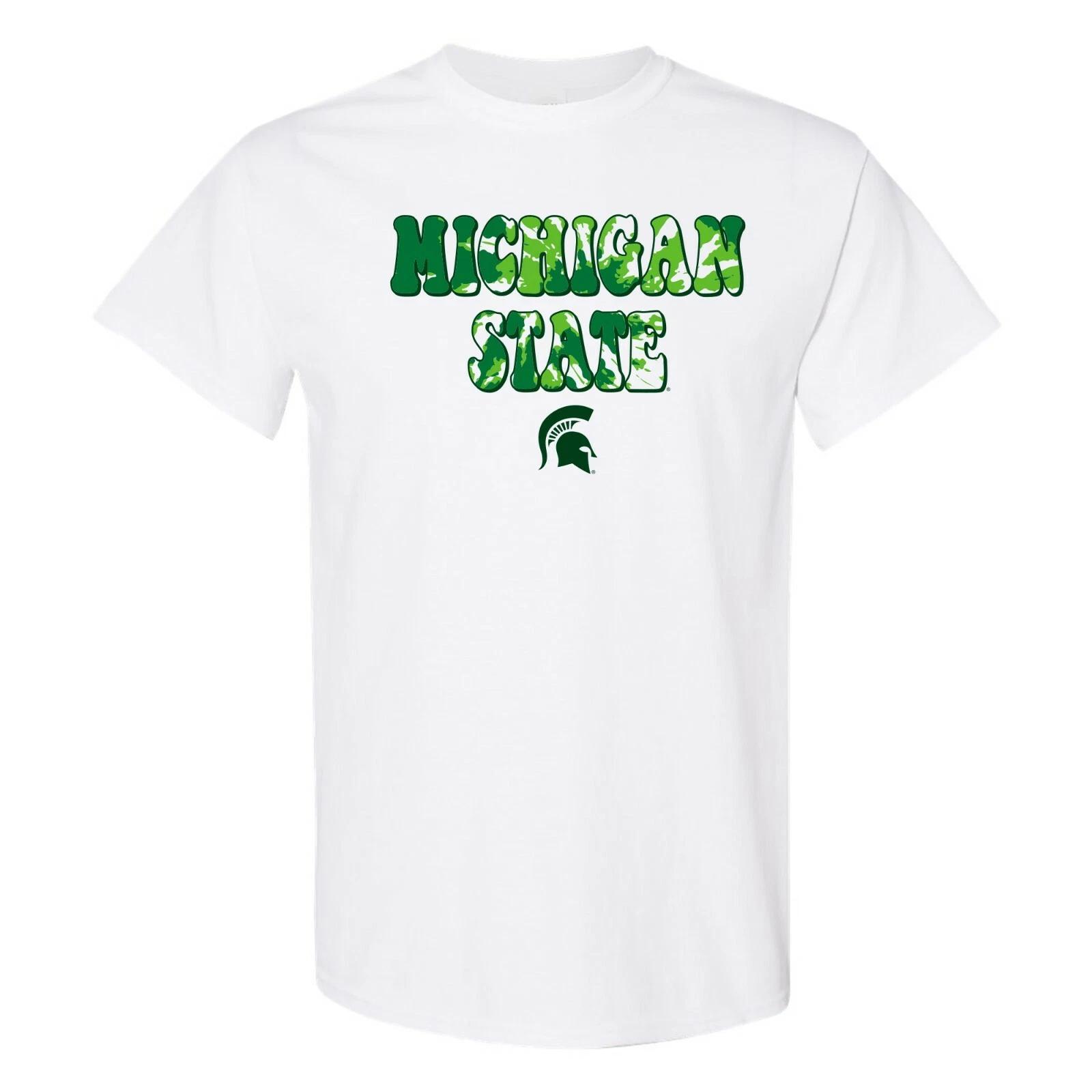 Michigan State Spartans Tie Dye Type T-Shirt - White 3XL