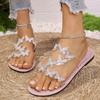 Fashion Brand Design Glitter Butterfly Decoration Sandals Women 2025 Sexy Transparent Pvc Strap Flat Heel Slides Fashion Beach Slippers