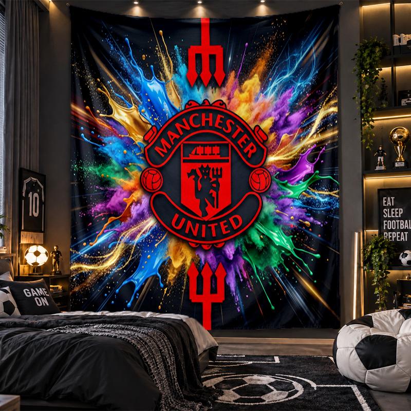 Tapisserie murale Tissu imprimé Manchester United pour salon chambre décoration intérieure