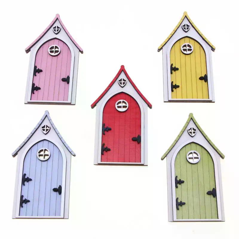 Dollhouse Mini Wooden Fairy Tale Door Dollhouse Gnome Door Model Miniature Garden Scene DIY Furniture Decoration Accessories
