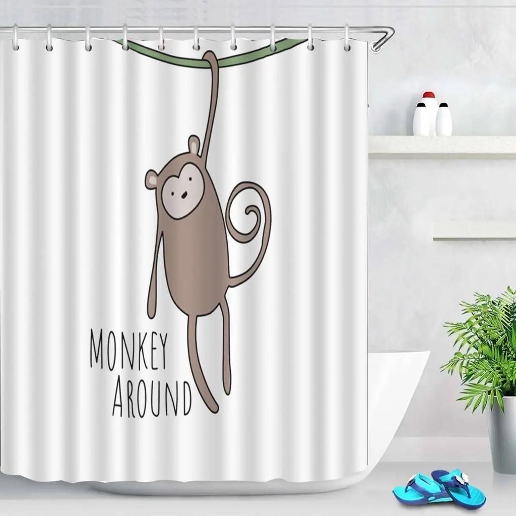 Animal Style Shower Curtain Lion Bathroom Curtain Cartoon Hedgehog Pattern Vintage Bathroom Waterproof Curtains 3D Shower Screen