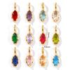 2 Pcs Olive Shaped Brass & Rhinestone Birthstone Charms 18K Gold Plated Pendants For DIY Necklace Jewelry Making 15mm X 5.5mm