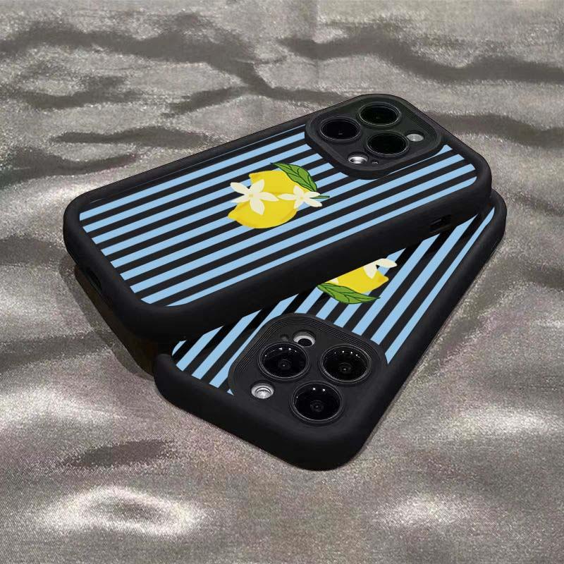Summer Lemon Cool Stripe Phone Case for Samsung Galaxy S25 S24 S23 S22 Ultra Plus FE A16 A36 A56 A52 A53 A35 A55 5G Soft Cover