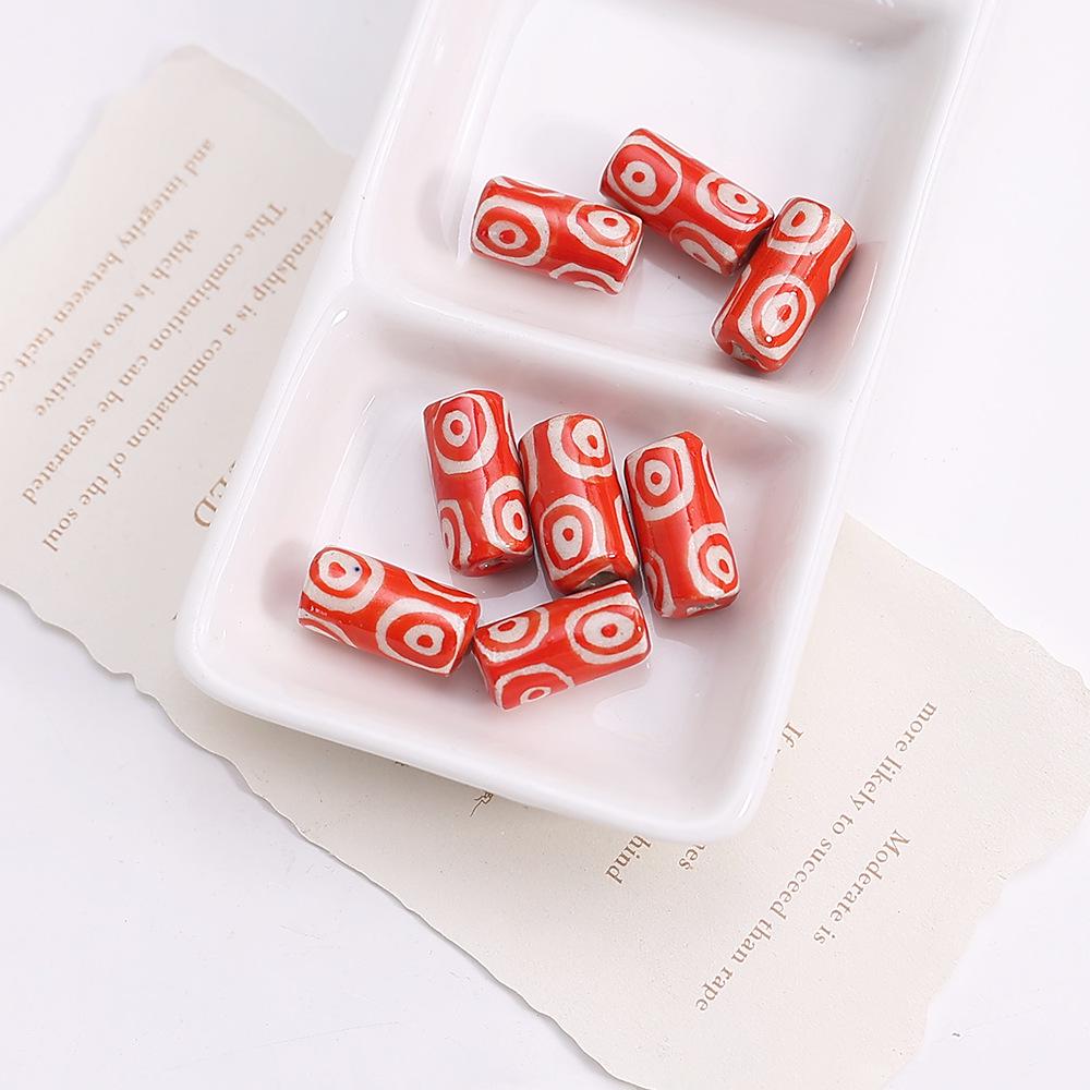 Retro Ethnic Hand-painted Ceramic Totem Beads: DIY Bracelet & Necklace Accessories