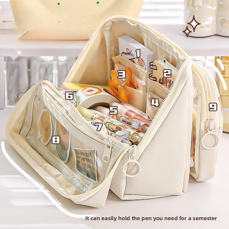 Transparent Pencil Case Foldable High Capacity Girls Removable Pain Bag New 2025 Canvas Makeup Bag pencil case