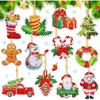 12pcs/Set DIY Diamond Painting Christmas Keychains Double Sided Crystal Rhinestones Key Chains Diamond Art Christmas Ornaments