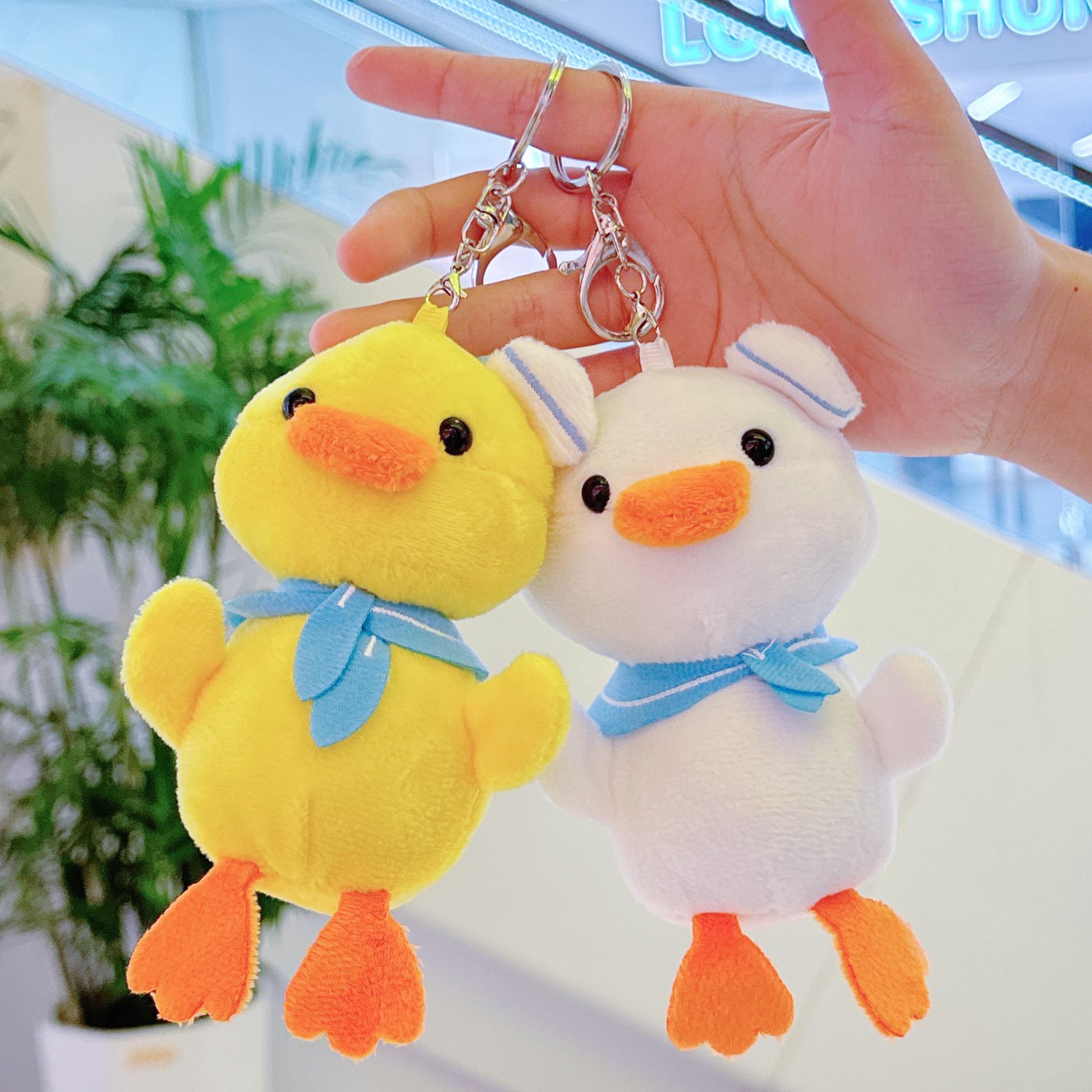 

Navy Duck Plush Keychain: Cute Scarf-Wearing Doll Charm for Bags Height 15cm