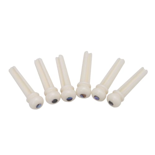 6 Acoustic Guitar Bridge Pins, White, Bone, for Acoustic Guitar