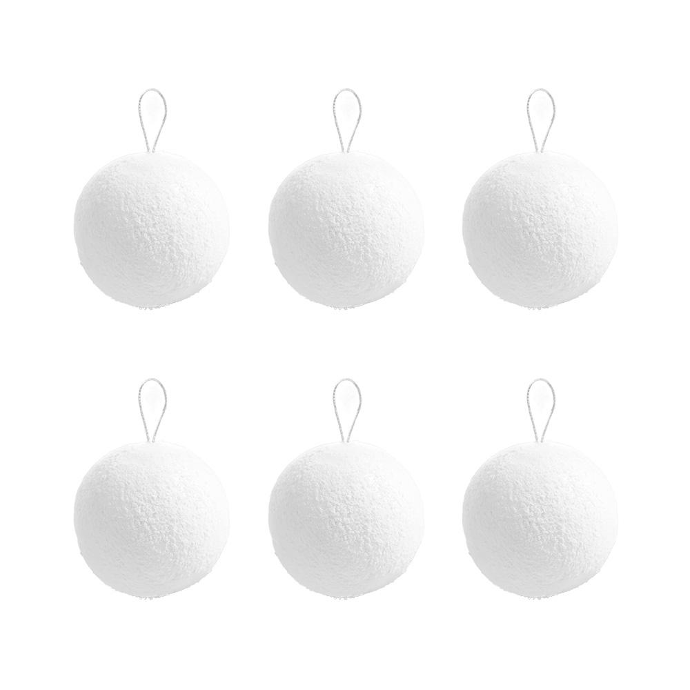 6pcs 4/6/8CM White Foam Christmas Balls DIY Round Christmas Hanging Balls Elegant Christmas Snowballs Hotel Office Decor