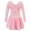Girls' Long-sleeved Dance Clothes, Flower Cross-back Performance Practice Clothes, Cotton Stretch Fabric Performance Skirt