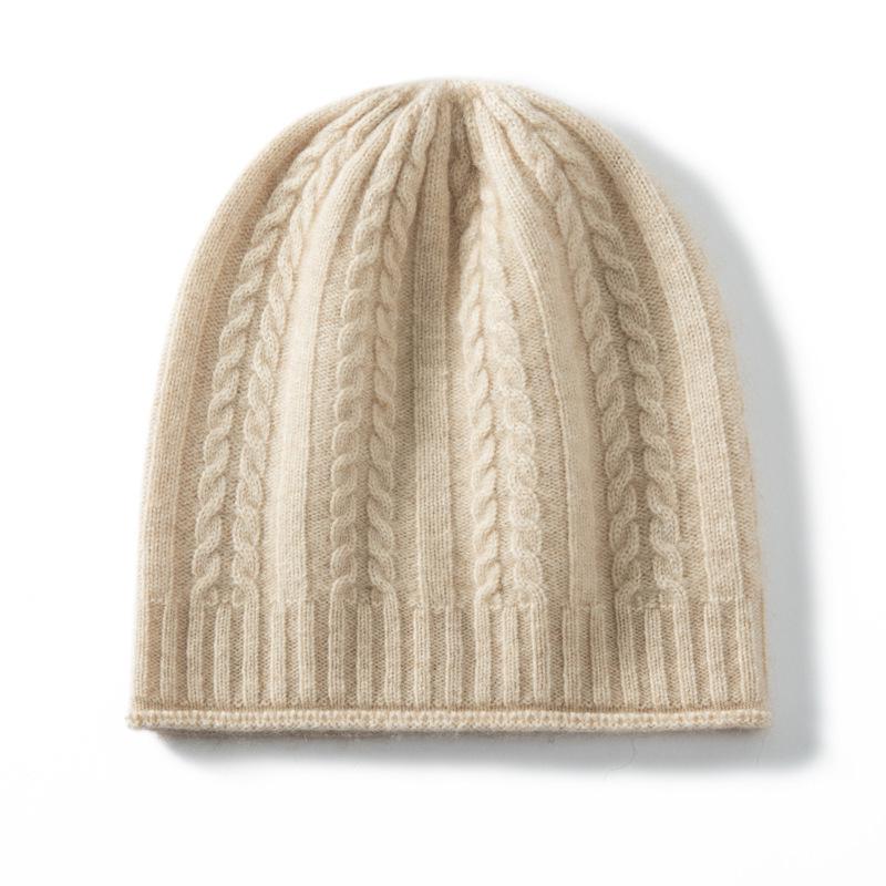 Unisex Cashmere Winter Cable Knit Hat - Soft Headwrap for Cold Weather