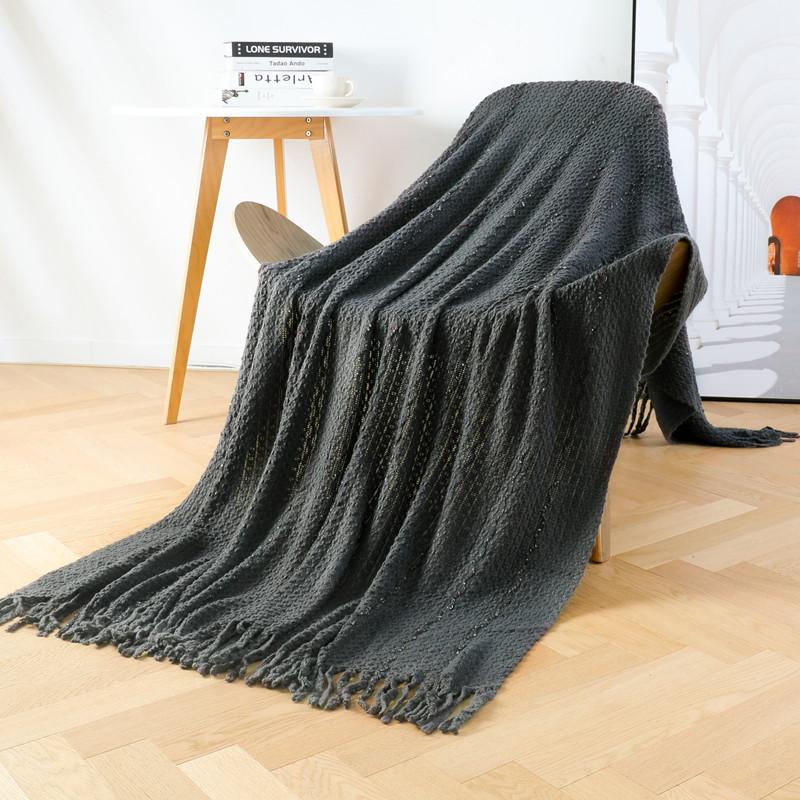 Knitted Blanket Colored Yarn Embellish Air Condition Office Nap Travel Throw Blankets Bedspread for Bed Sofa Decor Sofa Blankets