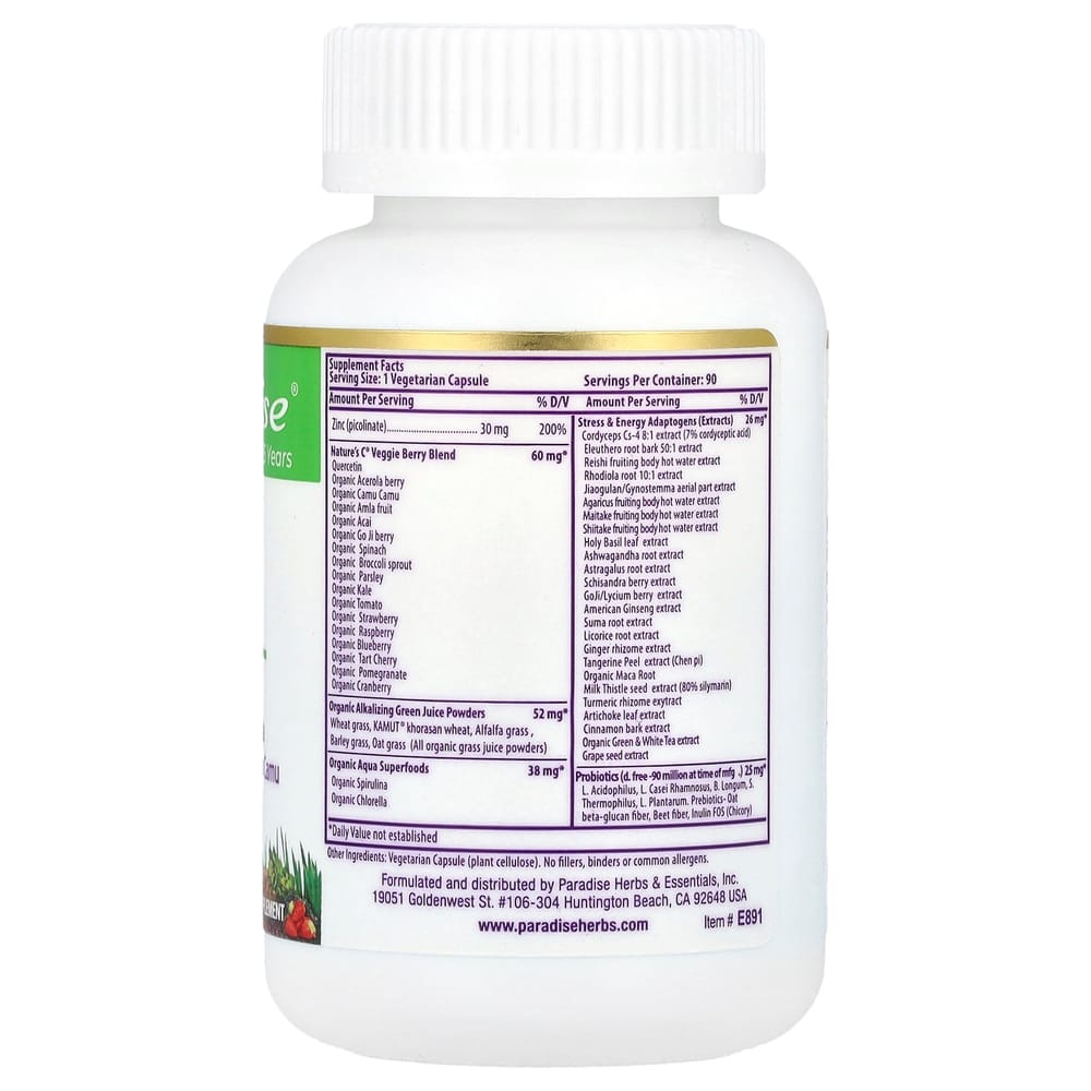 Paradise Herbs Earth's Blend Zinc Picolinate Veggie Capsules, 90 Count