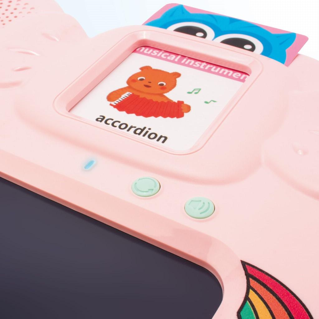 Drawing Tablet Disappearing Pen Card Reader for Learning English 2-in-1 112 Double-Sided Cards Pink Sun Baby