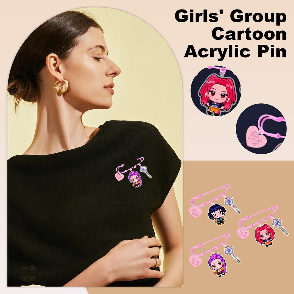 Kreslený akrylový přívěsek na klíče brož pro dívčí skupinu periferní odznak přívěsek