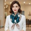 90*90cm Hijab Scarf Floral Pattern Neckerchief Simple Silk Square Scarf