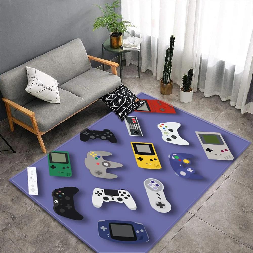 Cartoon Game Console Carpet for Living Room Video Game Children Player Area Rug Soft Anti-slip Bedroom Entrance Floor Mat