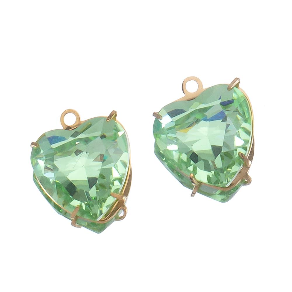 5pcs Stainless Steel Zircon Heart Pendants Base Clear Crystal Charm Beads with Hole for Necklace Making DIY Ear Jewelry Findings