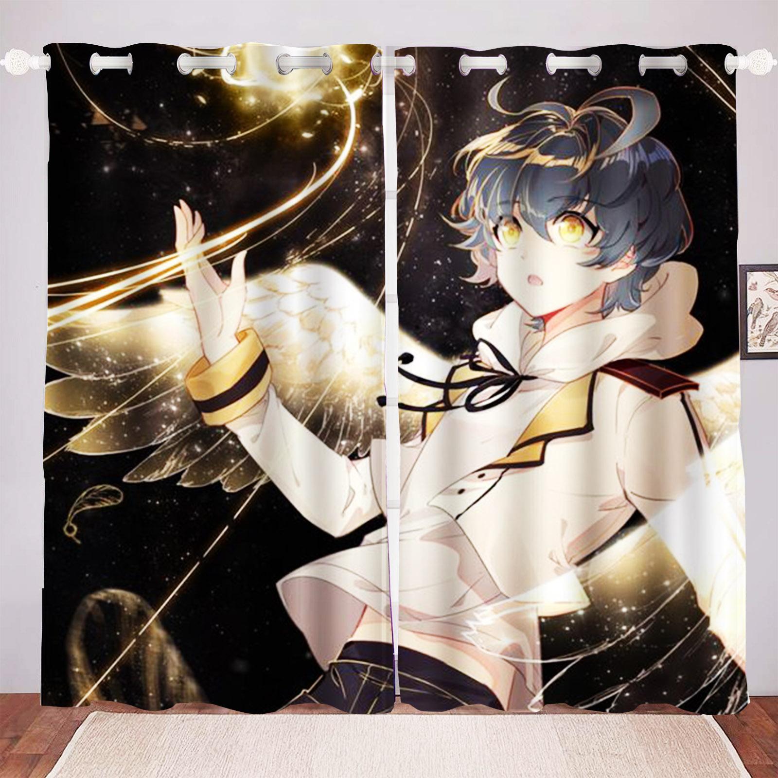 

Anime Girl Digital Print Curtain Cartoon Window Animation Bedroom Fashion Style Cute Home Decoration Polyester Curtains Light Blocking Made Of Decor W100*H130(CM)-Rod Pocket&2PCS
