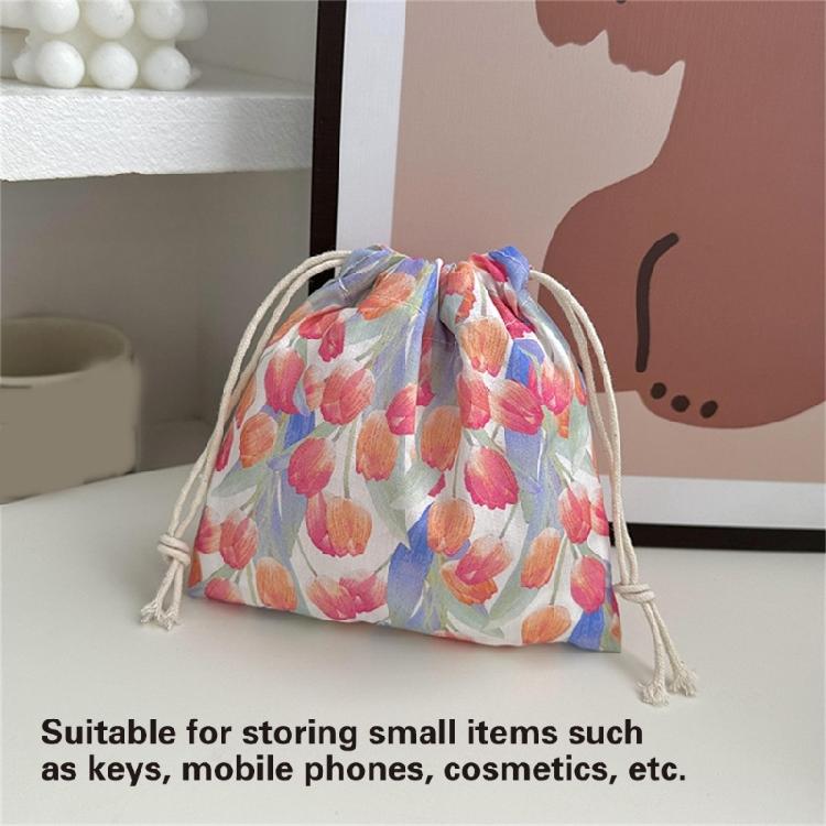 Fashion Flower Print Drawstring Bag Women's Fashion Bag Men's Toiletry Bag For Organizing Lipstick Toiletries