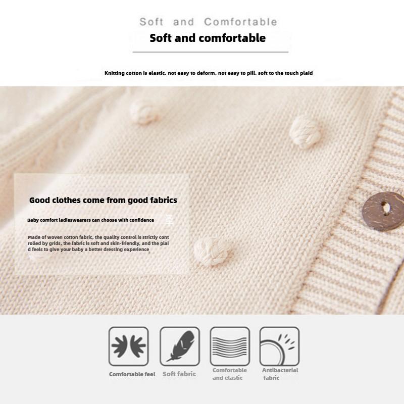 Jarní a podzimní dětská ručně vyráběná plesová vlněná bunda Bunda z čisté bavlny Dívčí pletený cardigan