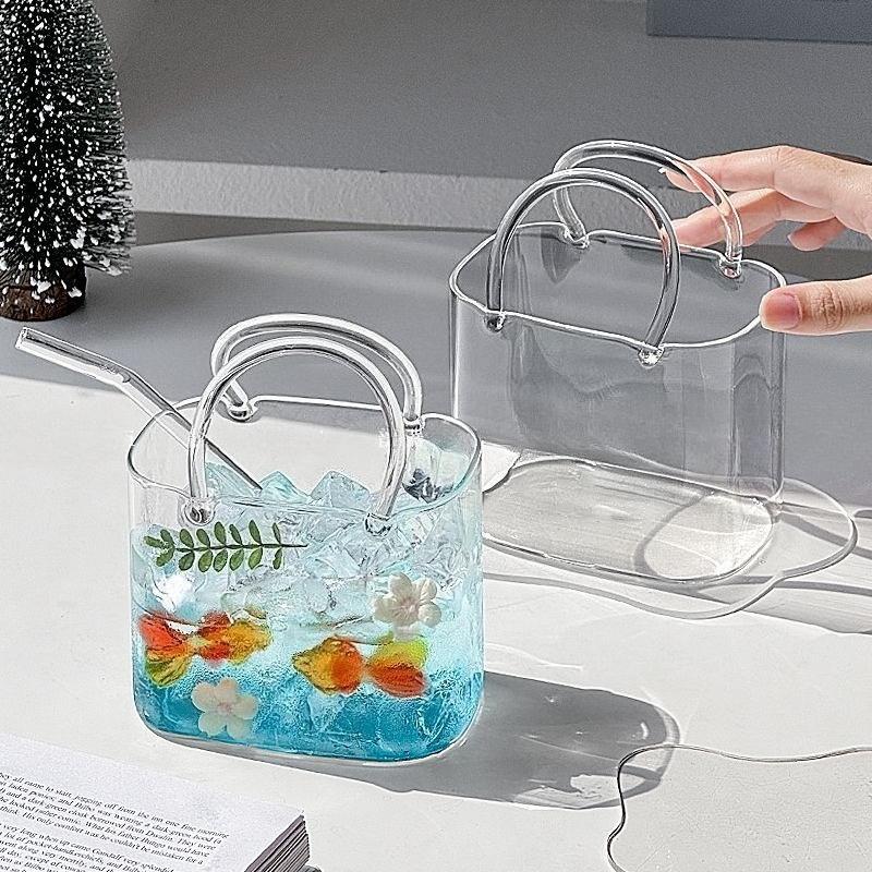 770ML Glass Handbag Internet Celebrity Summer Teacup Transparent Creative Funny High Value Slightly Drunk Juice Cocktail Cup