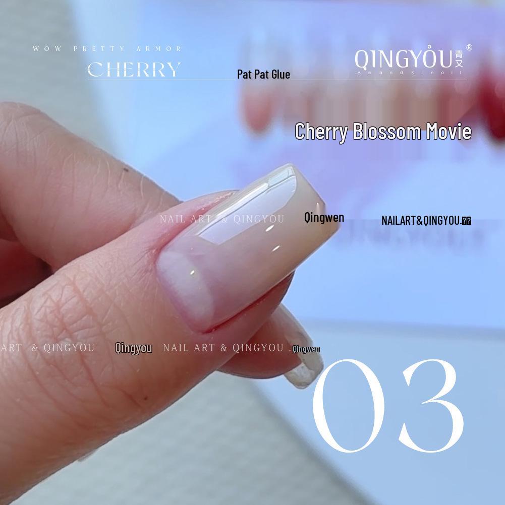 Nude Pink Cherry Blossom Gel Polish - Blurring & Gradient Nail Art