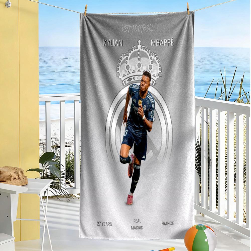 Star Player Kylian Mbappé Beach Towel High Absorbency Quick-Dry Comfortable Lightweight for Traveling Yoga Camping and Swimming