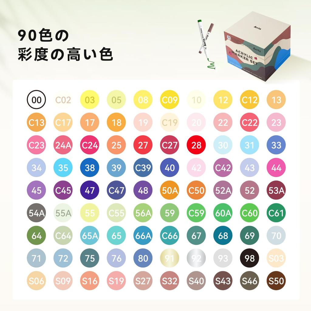 Arrtx 90 Colors Paint Acrylic Paint Pens for Artists and and Drawing Extra Brush Tips for Rock and DIY Art Supplies Markers, Adults, Coloring, -