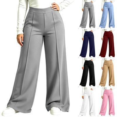 Pantalones Deportivos Casuales de Pierna Ancha de Cintura Alta para Mujer Tallas Grandes