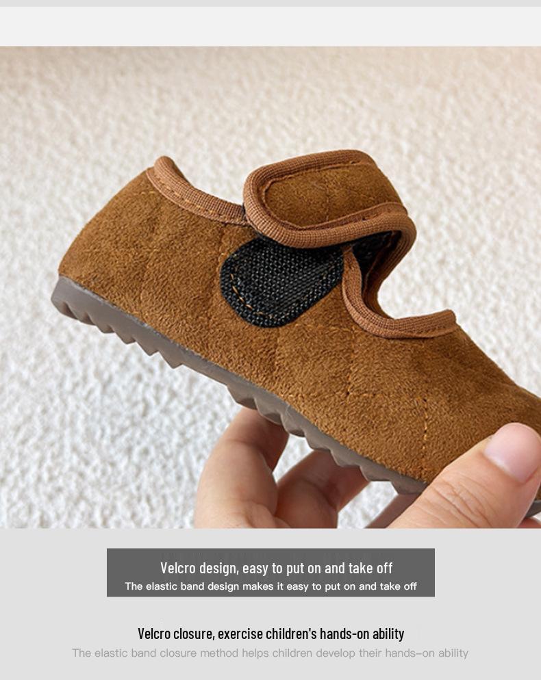 2025 New Kids' Fleece-Lined Cotton Shoes: Cozy, Warm Winter Footwear with Closed Heel for Babies