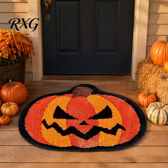 Absorbent Floor Mat for Home Halloween Bath Mat, Non-Slip Fluffy Ghost Rug, Gothic Pumpkin Water-absorbent Entryway Rug Bathroom Washable Area