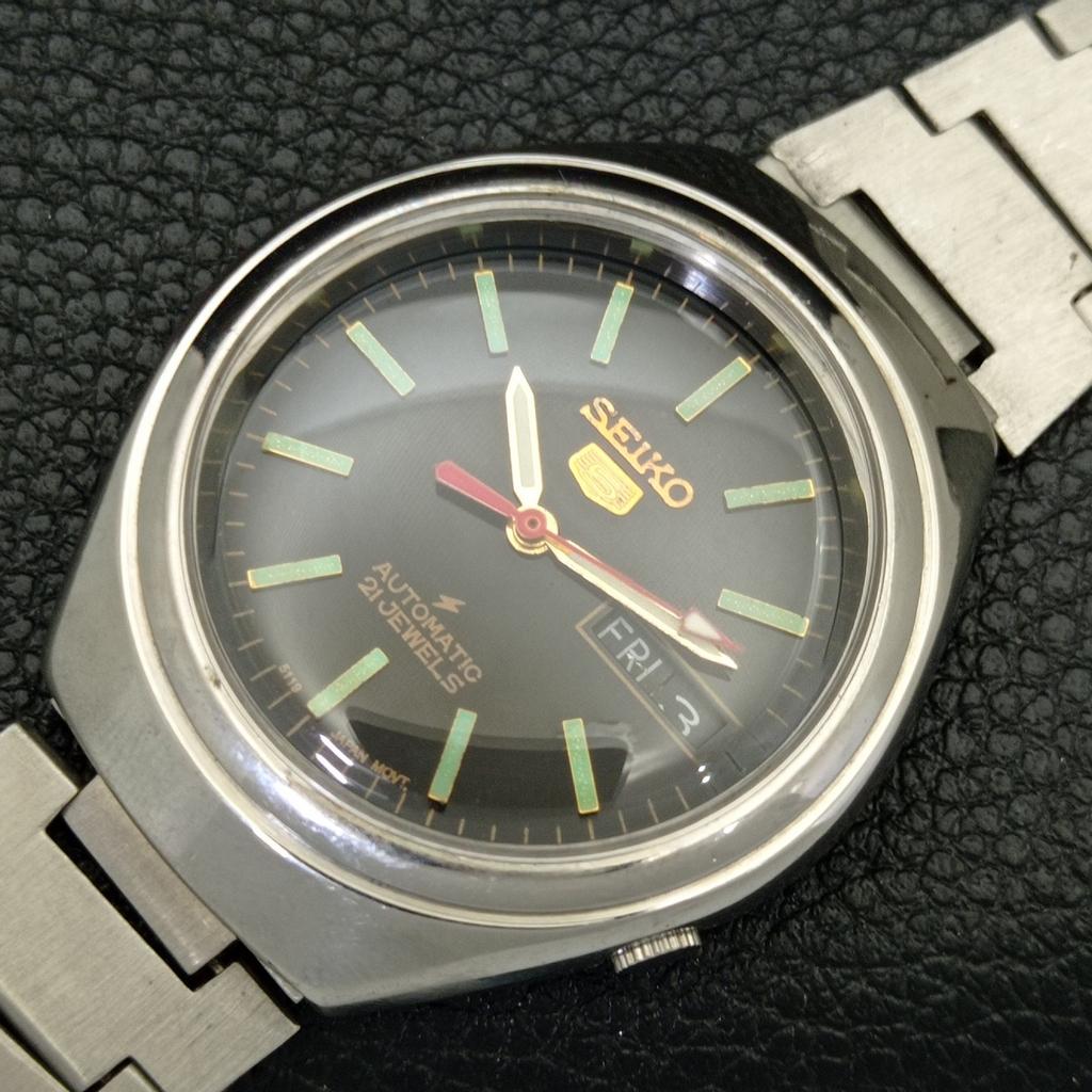 GENUINE VINTAGE SEIKO 5 AUTOMATIC 7019A JAPAN MENS BLACK DIAL WATCH a701910-5 R207-a701910