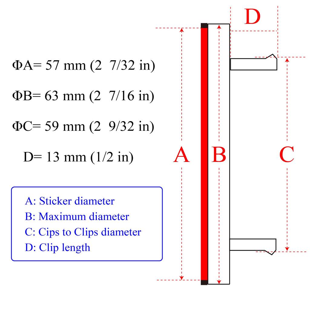 Wheel Center Cap, Outer Diameter 2.5 Inches (63 Mm), Inner Diameter 2.3 Inches (59
