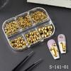 Xiaomi 6 Grids Mixed Size Golden Silvery Semicircle Pearls Nail Art Charms Punk Gothic Design Japanese Nail Art Decoration Nail Supplie