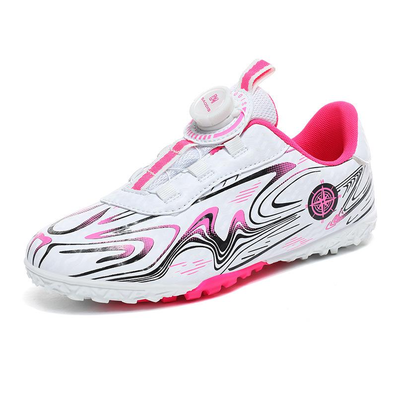 Children's Broken Nail Football Shoes Rotating by Button Training Shoes Outdoor Primary and Secondary School Students Velcro Low-top Sports Shoes