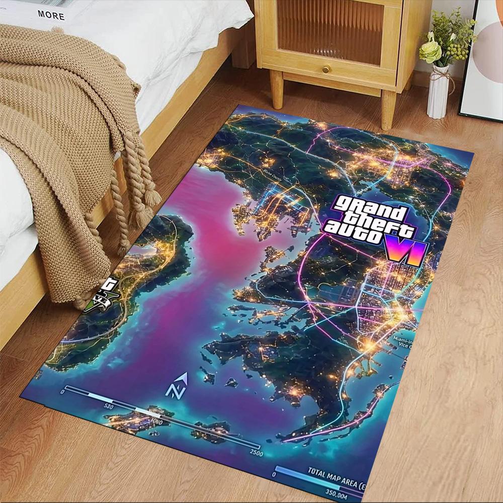 Grand Theft Auto Floor Mat Suitable for Foyer Hallway Game Room Kitchen Anti-slip Rug Anime Office Decor Spiritual Gift