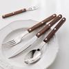 Retro Teakwood & Black Walnut Stainless Steel Dinner Fork